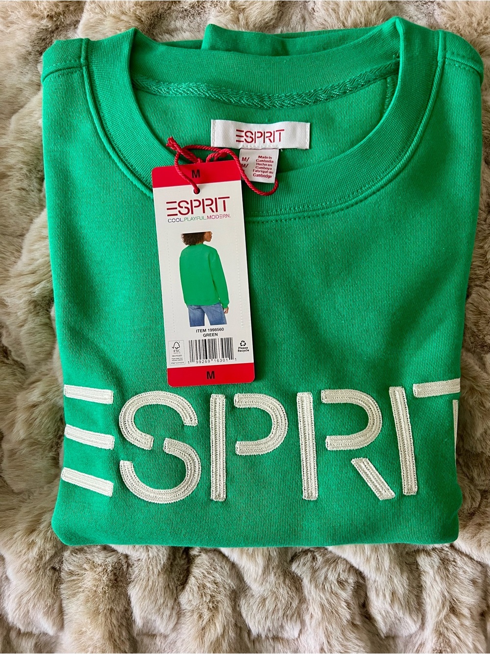 Esprit Green Logo Crewneck Sweatshirt